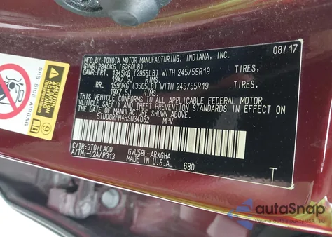 2017 Toyota Highlander Hybrid Limited Platinum from USA, damaged, VIN 5TDDGRFH4HS034062